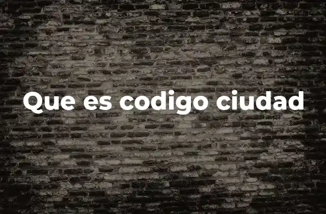 Que es Codigo Ciudad