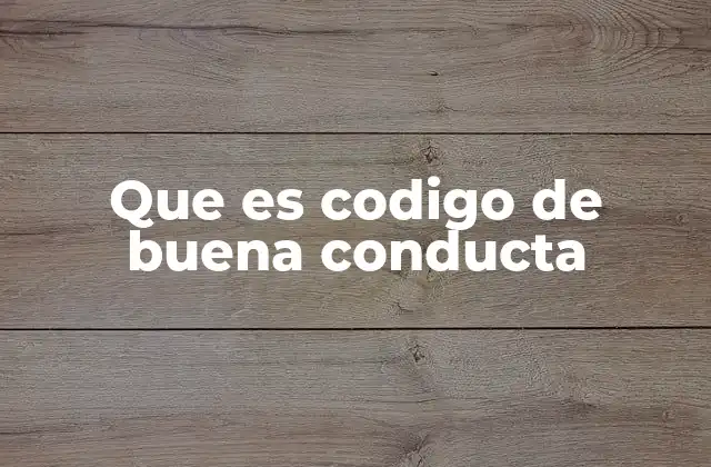 Que es Codigo de Buena Conducta