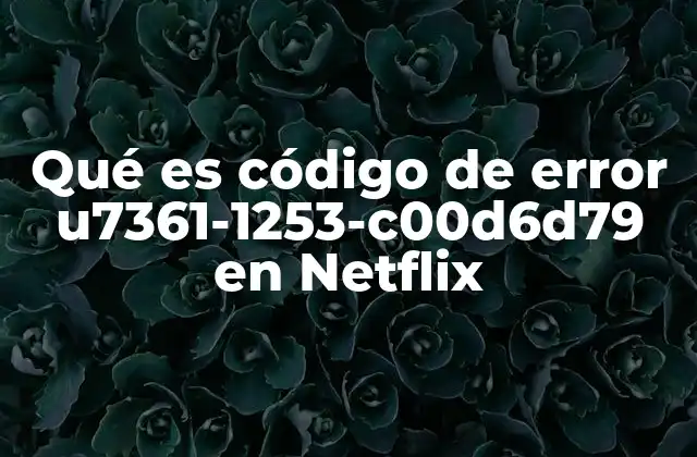 Qué es Código de Error U7361-1253-c00d6d79 en Netflix
