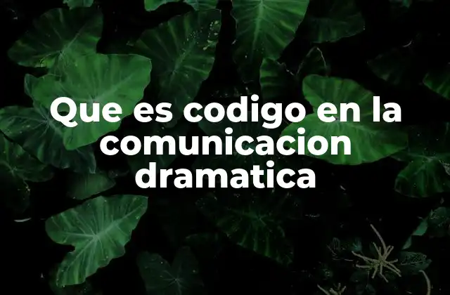 Que es Codigo en la Comunicacion Dramatica
