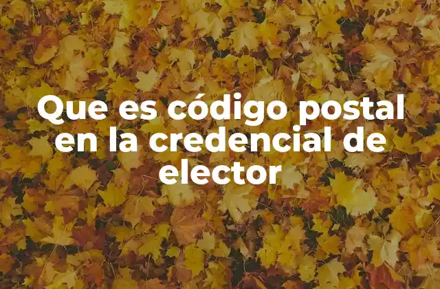 Que es Código Postal en la Credencial de Elector