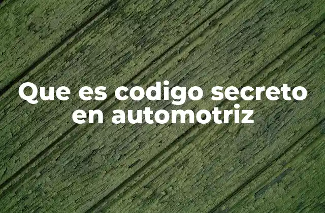 Que es Codigo Secreto en Automotriz
