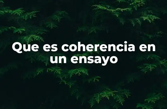 Que es Coherencia en un Ensayo