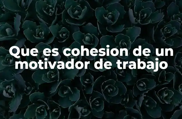 Que es Cohesion de un Motivador de Trabajo