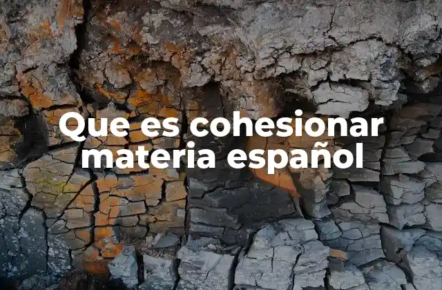 Que es Cohesionar Materia Español