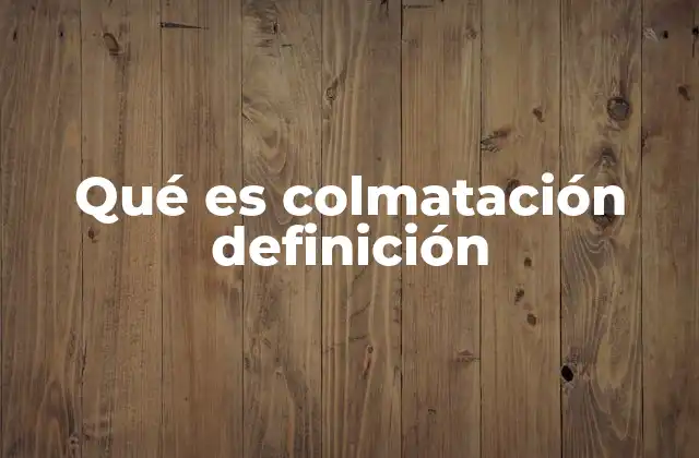 Qué es Colmatación Definición