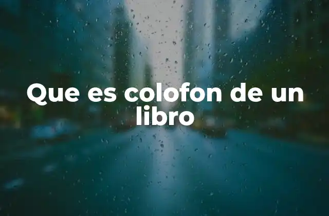 Que es Colofon de un Libro