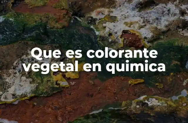 Que es Colorante Vegetal en Quimica
