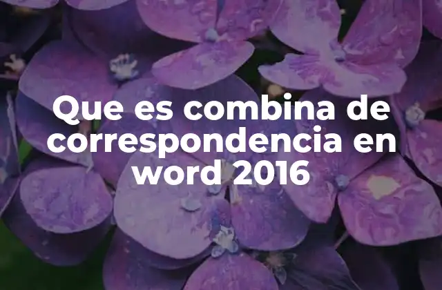 Que es Combina de Correspondencia en Word 2016