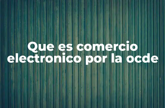 Que es Comercio Electronico por la Ocde