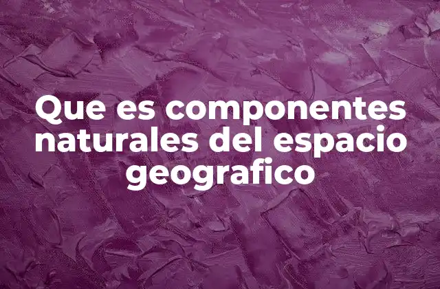 Que es Componentes Naturales Del Espacio Geografico