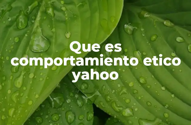 Que es Comportamiento Etico Yahoo