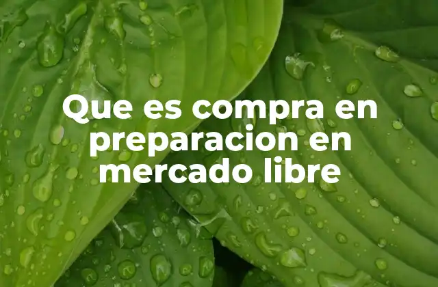 Que es Compra en Preparacion en Mercado Libre
