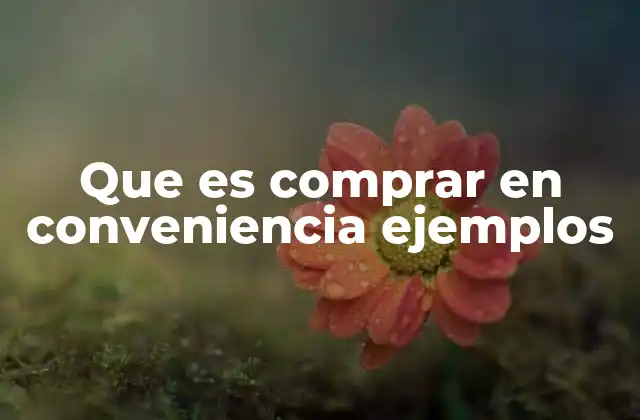 Que es Comprar en Conveniencia Ejemplos