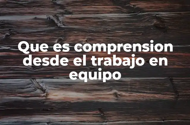 Que es Comprension desde el Trabajo en Equipo