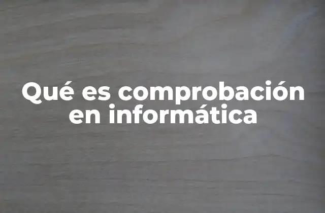 Qué es Comprobación en Informática