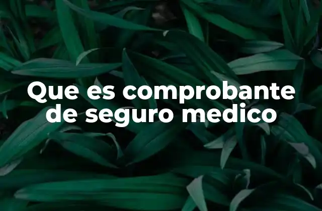 Que es Comprobante de Seguro Medico