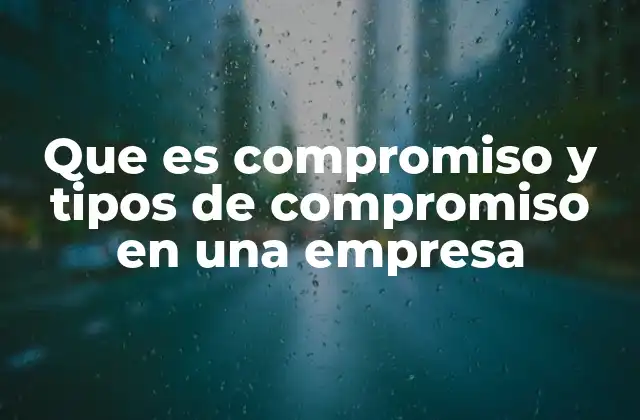 Que es Compromiso y Tipos de Compromiso en una Empresa