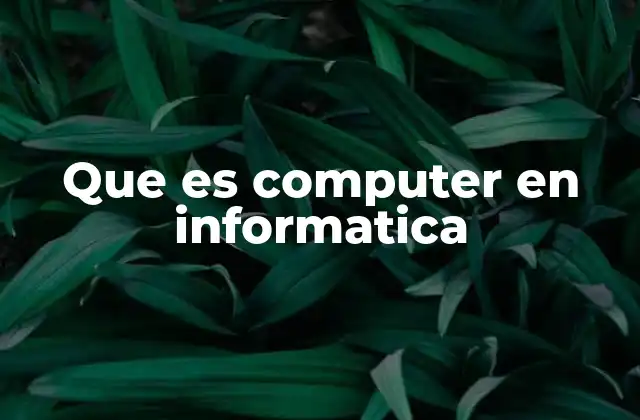 Que es Computer en Informatica