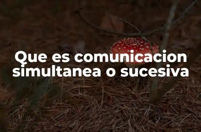 Que es Comunicacion Simultanea o Sucesiva