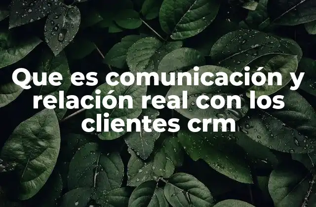 Que es Comunicación y Relación Real con los Clientes Crm
