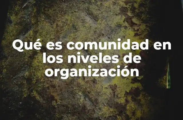 Qué es Comunidad en los Niveles de Organización