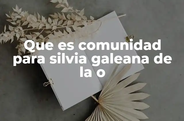 Que es Comunidad para Silvia Galeana de la o