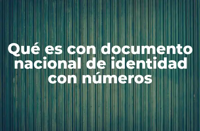 Qué es con Documento Nacional de Identidad con Números