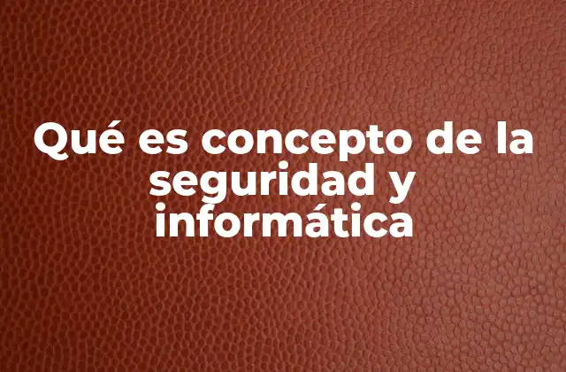 Qué es Concepto de la Seguridad y Informática