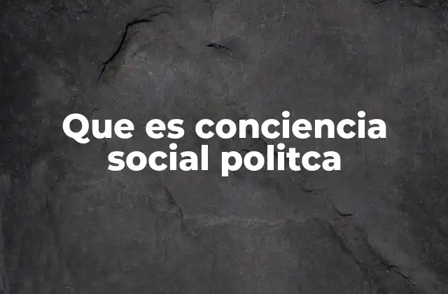 Que es Conciencia Social Politca