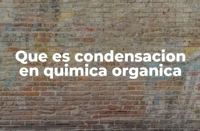 Que es Condensacion en Quimica Organica