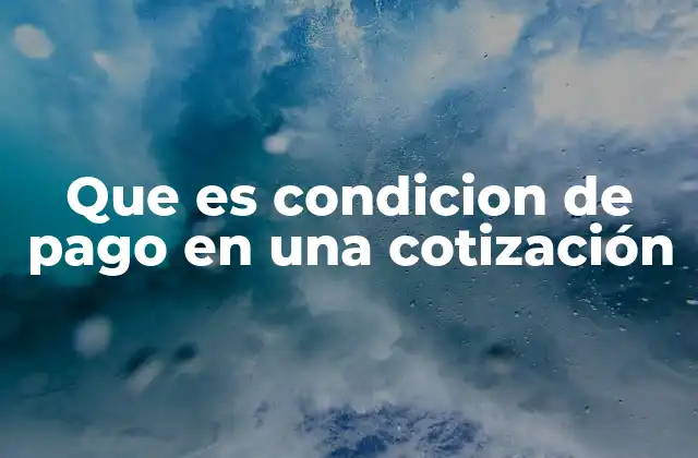 Que es Condicion de Pago en una Cotización