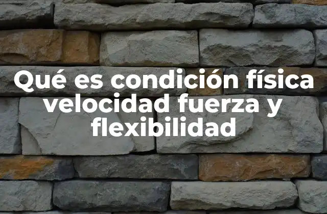 Qué es Condición Física Velocidad Fuerza y Flexibilidad