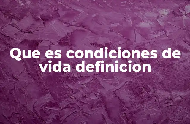 Que es Condiciones de Vida Definicion