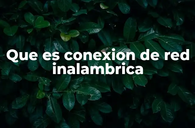 Que es Conexion de Red Inalambrica