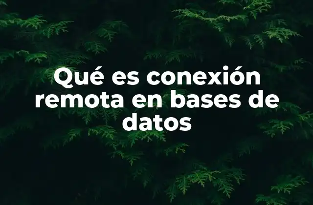 Qué es Conexión Remota en Bases de Datos