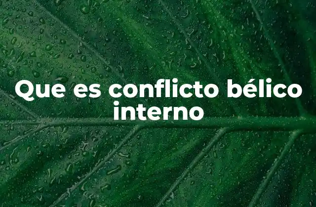 Que es Conflicto Bélico Interno