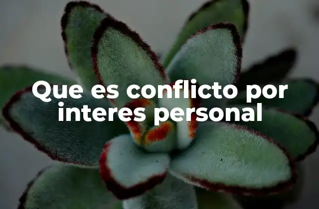 Que es Conflicto por Interes Personal
