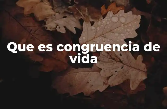 Que es Congruencia de Vida