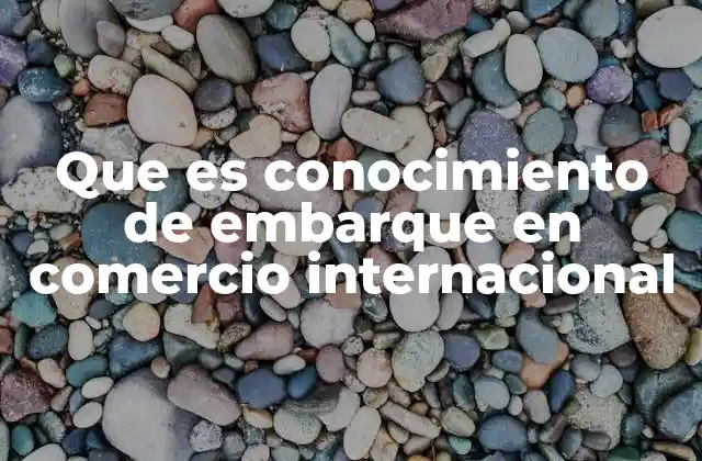 Que es Conocimiento de Embarque en Comercio Internacional