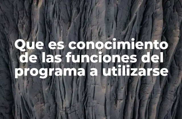 Que es Conocimiento de las Funciones Del Programa a Utilizarse