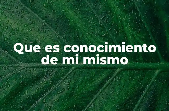 Que es Conocimiento de Mi Mismo