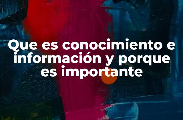 Que es Conocimiento e Información y Porque es Importante