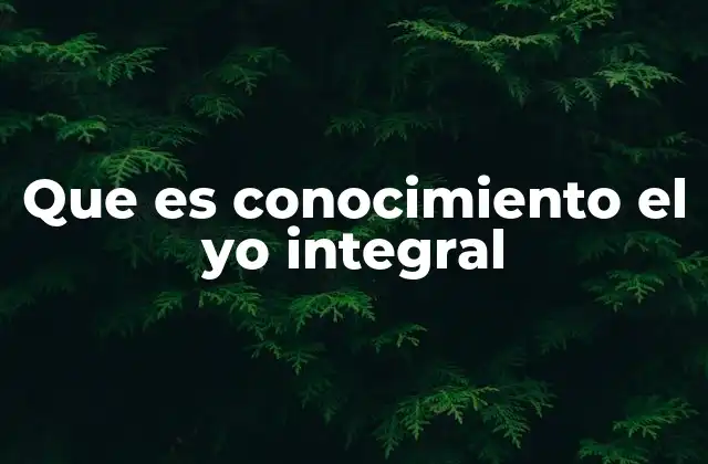 Que es Conocimiento el Yo Integral