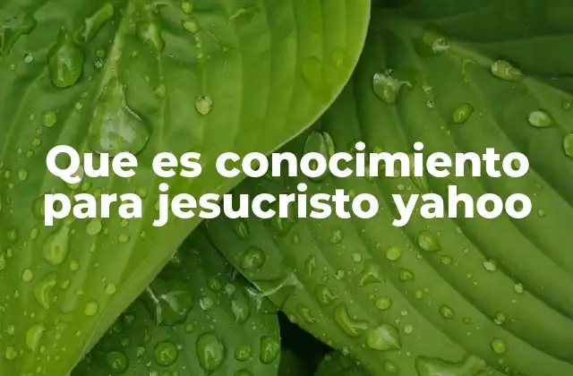 Que es Conocimiento para Jesucristo Yahoo