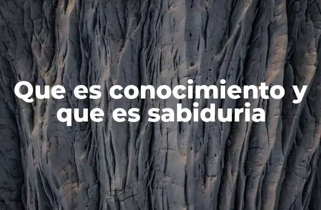 Que es Conocimiento y que es Sabiduria