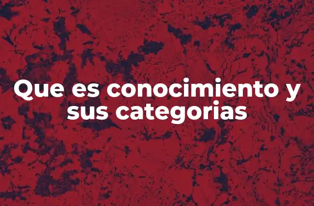 Que es Conocimiento y Sus Categorias