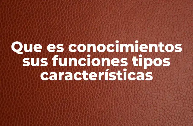Que es Conocimientos Sus Funciones Tipos Características