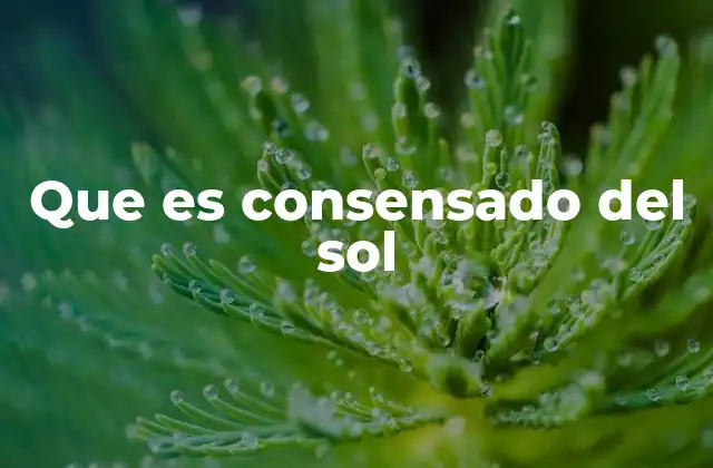 Que es Consensado Del Sol