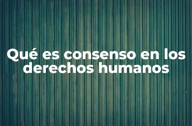 Qué es Consenso en los Derechos Humanos